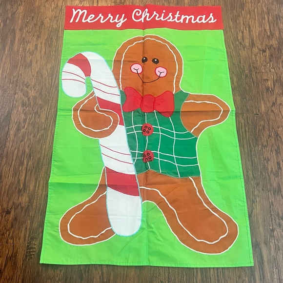 Evergreen enterprise merry Christmas gingerbread man flag decor - Picture 1 of 4